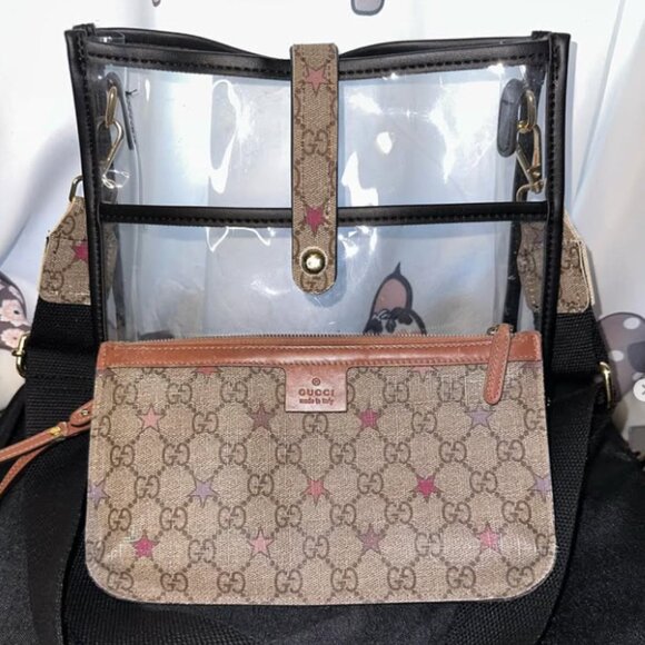 UPCYCLED GG STARTS Clear Messenger Crosssody Bag w/Wristlet - Picture 1 of 5
